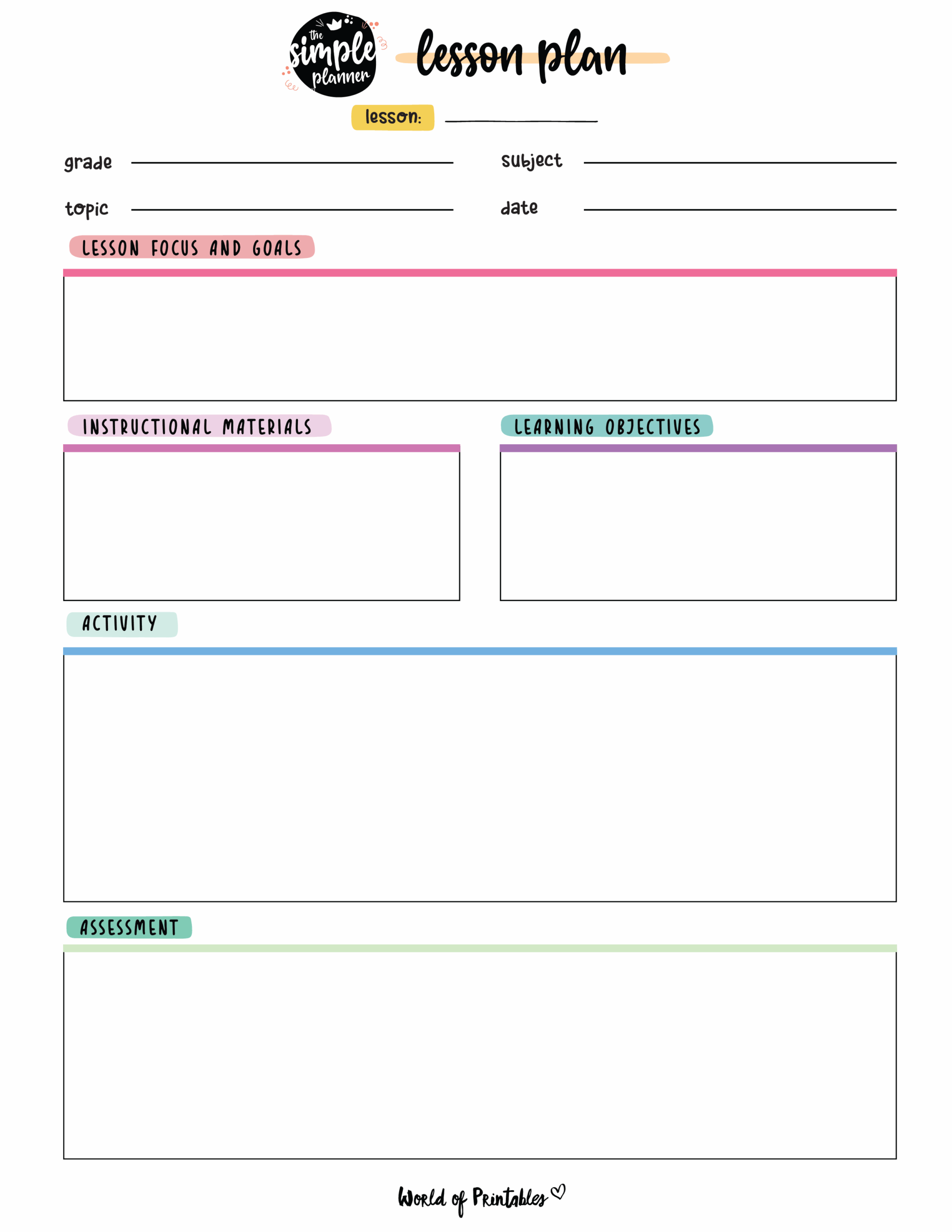 free downloadable lesson plan template