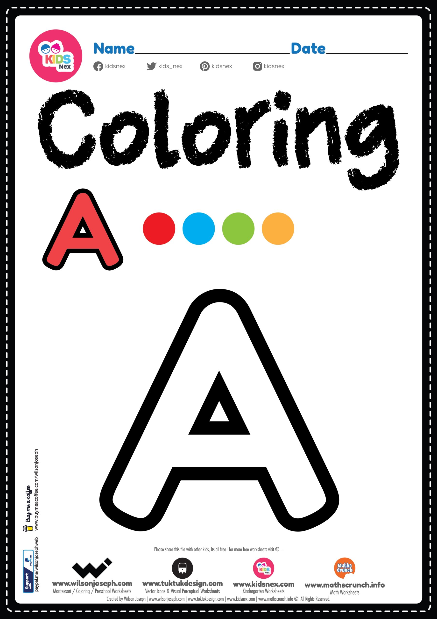 coloring letter a worksheets
