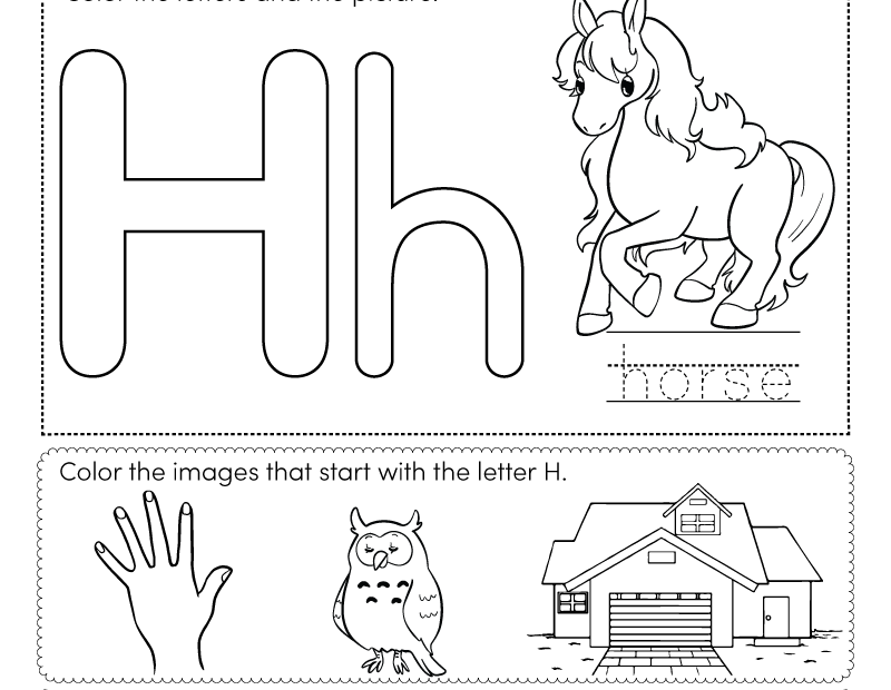Letter H Coloring Worksheet Free Printable Digital U0026 PDF