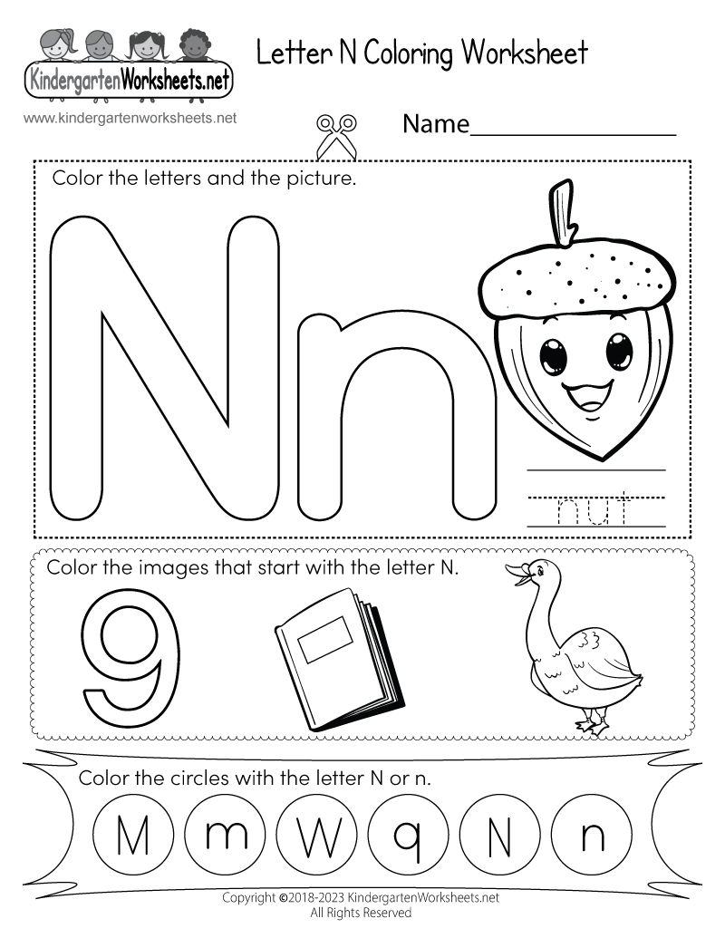 Letter N Coloring Worksheet Free Printable Digital U0026 PDF
