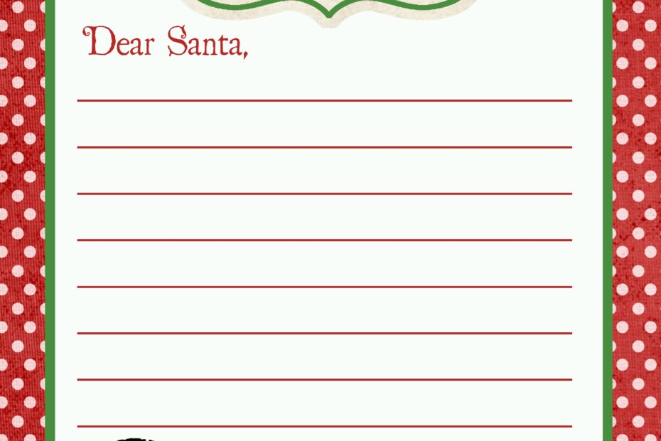 Letter To Santa Free Printable Download