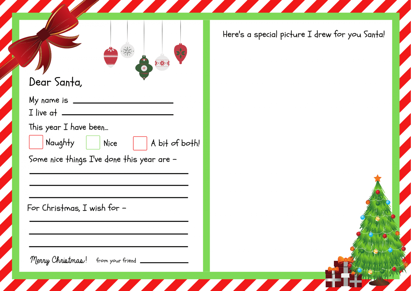 dear santa paper printable