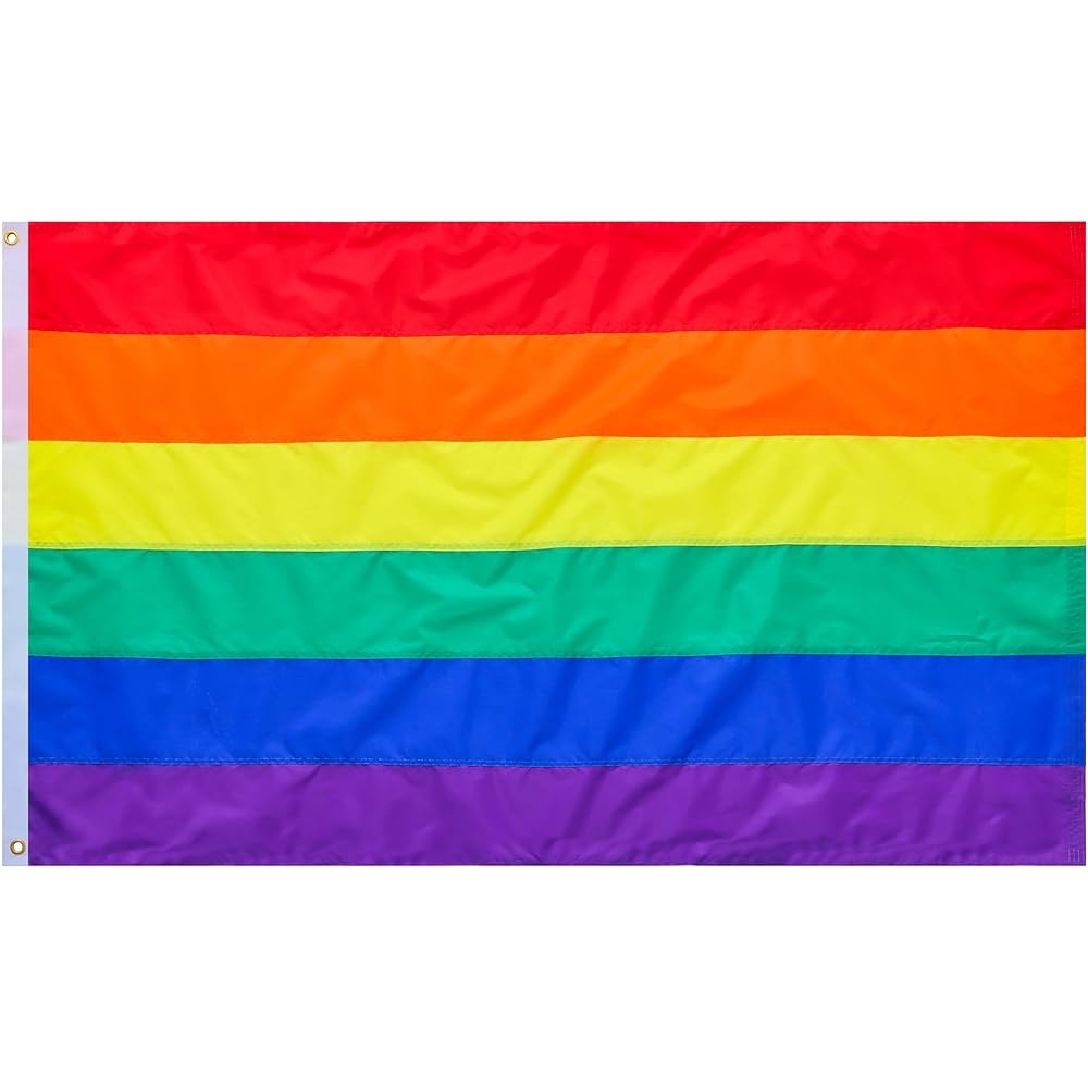 LGBTQ Gay Pride Rainbow Flags 3x5 Outdoor Sewn Stripes With Vivid Colors Heavy Duty Nylon Canvas Header And 4 Stitched LGBT Community Support 