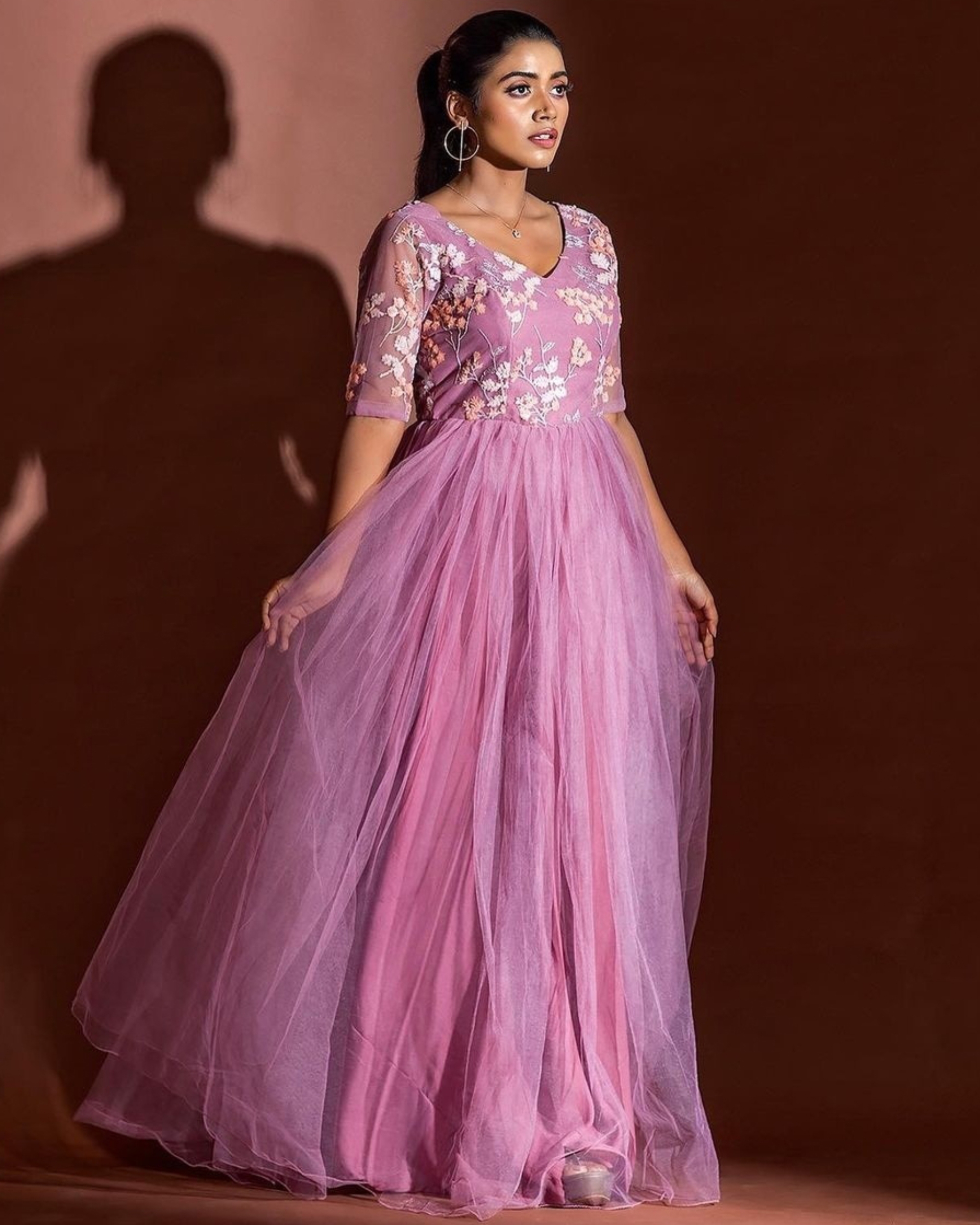 Light Purple Net Dress By Kundavai The Secret Label