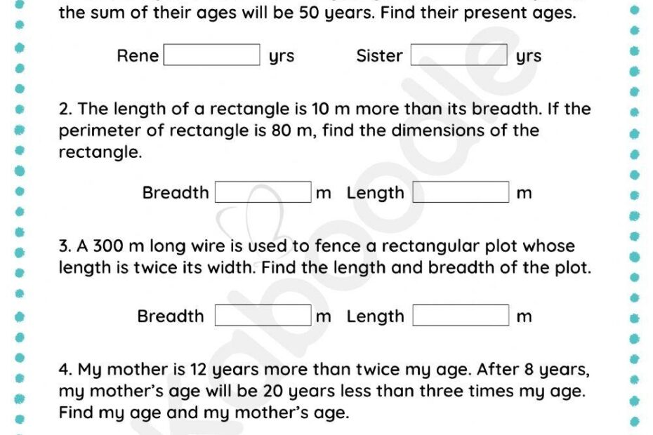 Linear Equations In One Variable Word Problems Live Worksheets Worksheets Library