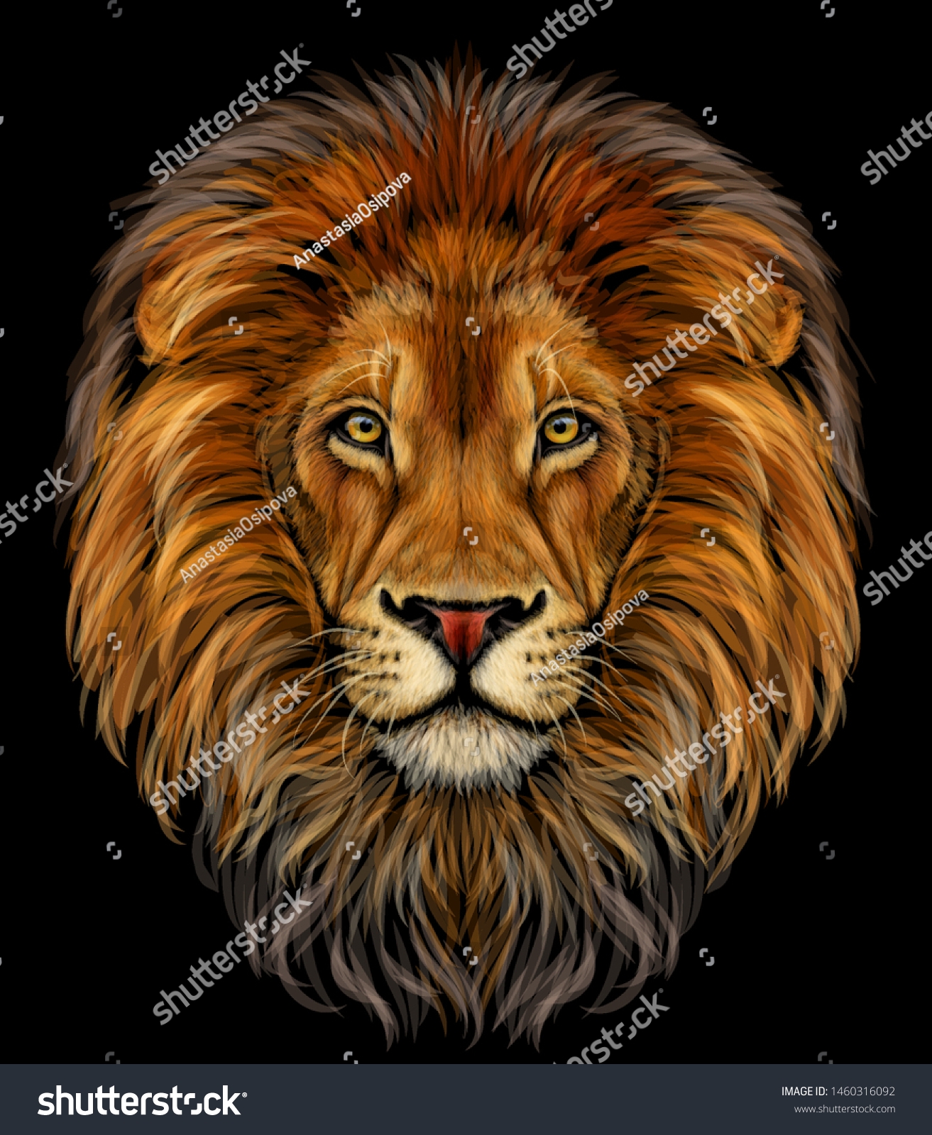 Lion Color Realistic Portrait Lions Head Stock Vector Royalty Free 1460316092 Shutterstock