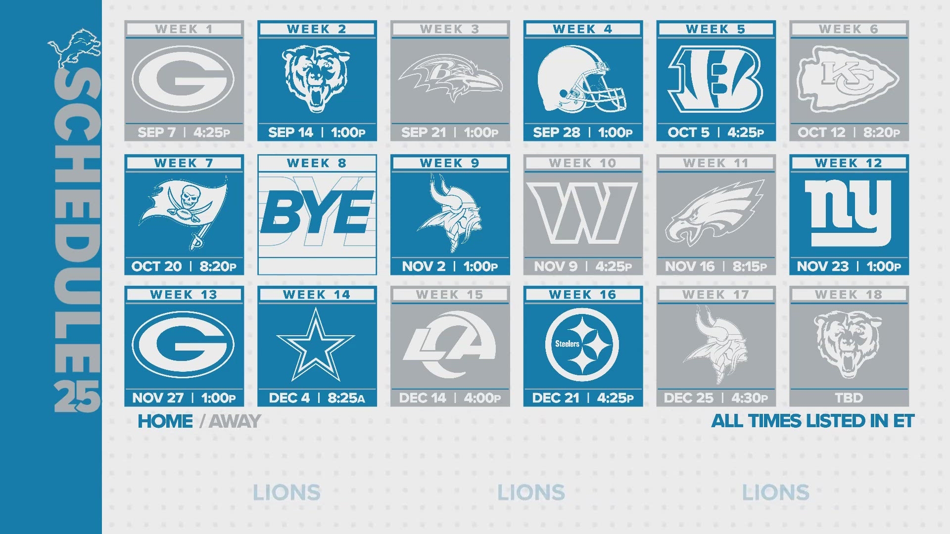 Lions Season Schedule Released