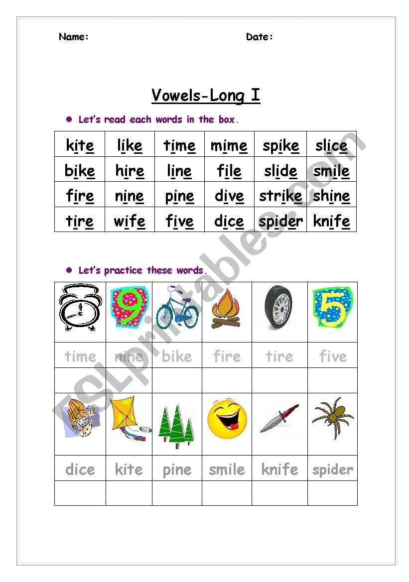 long vowels worksheets