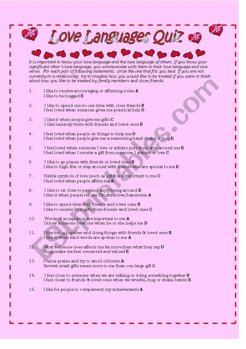 love language quiz printable
