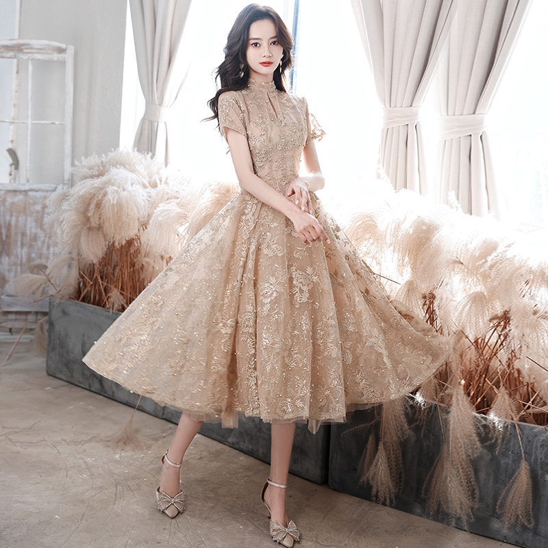 champagne color short dress