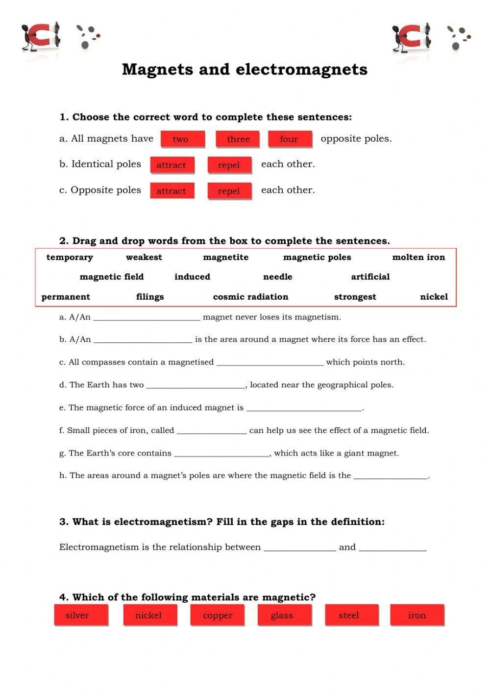 Magnetism Worksheet Answers Best Sale