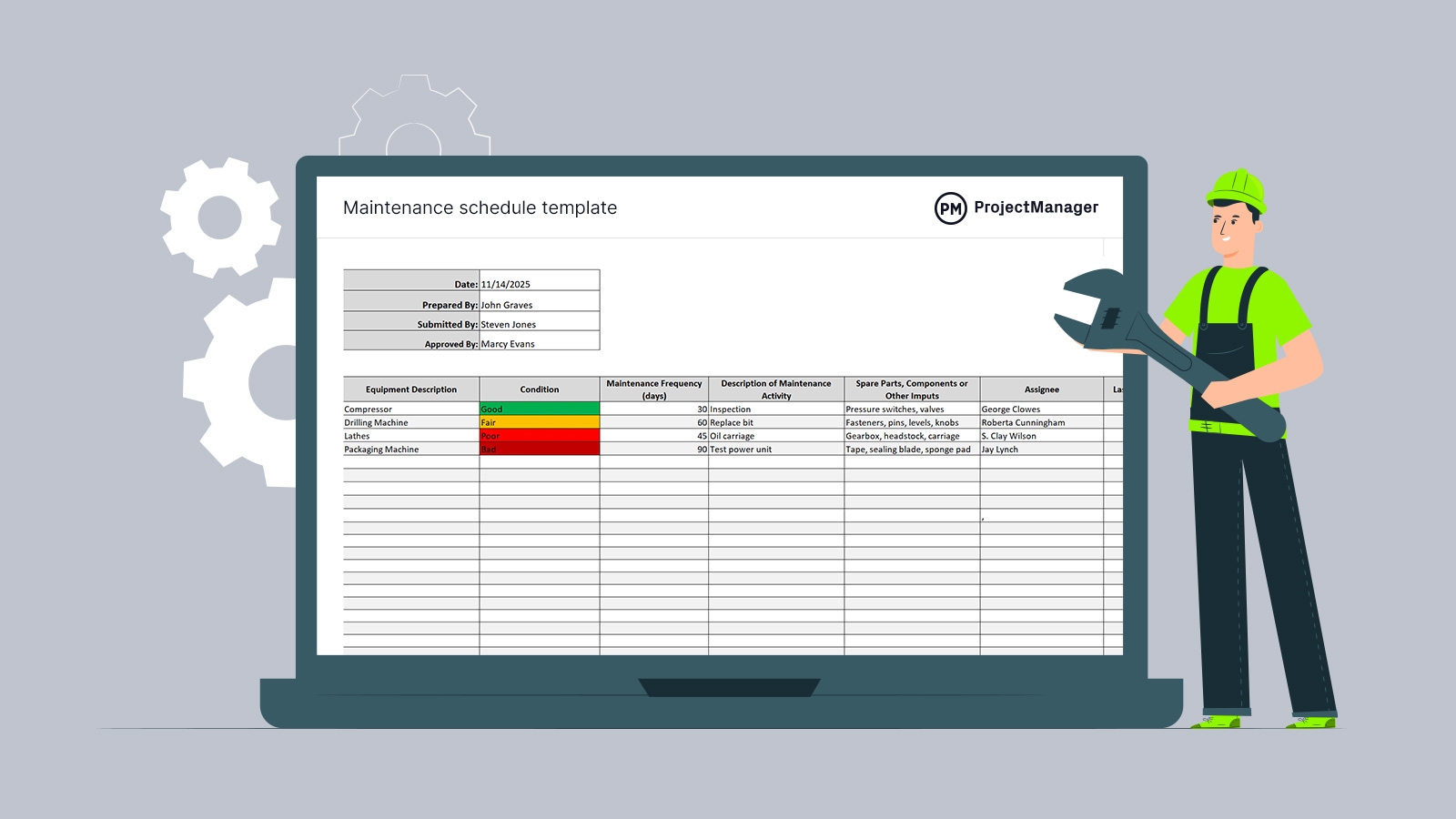 maintenance plan template excel