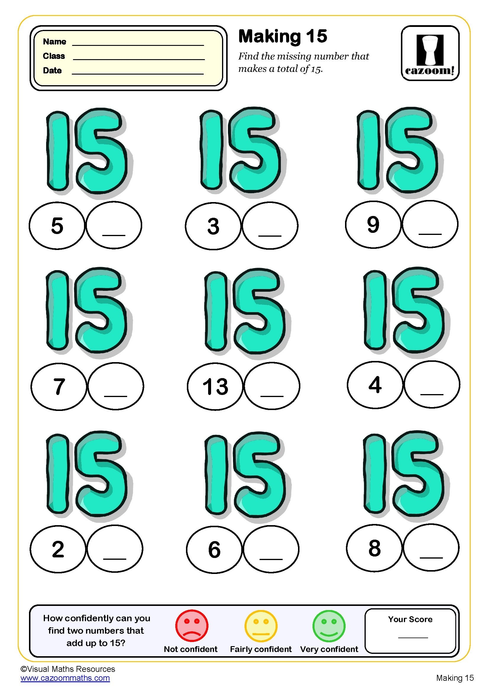 Making 15 Worksheet PDF Printable Addition Worksheets