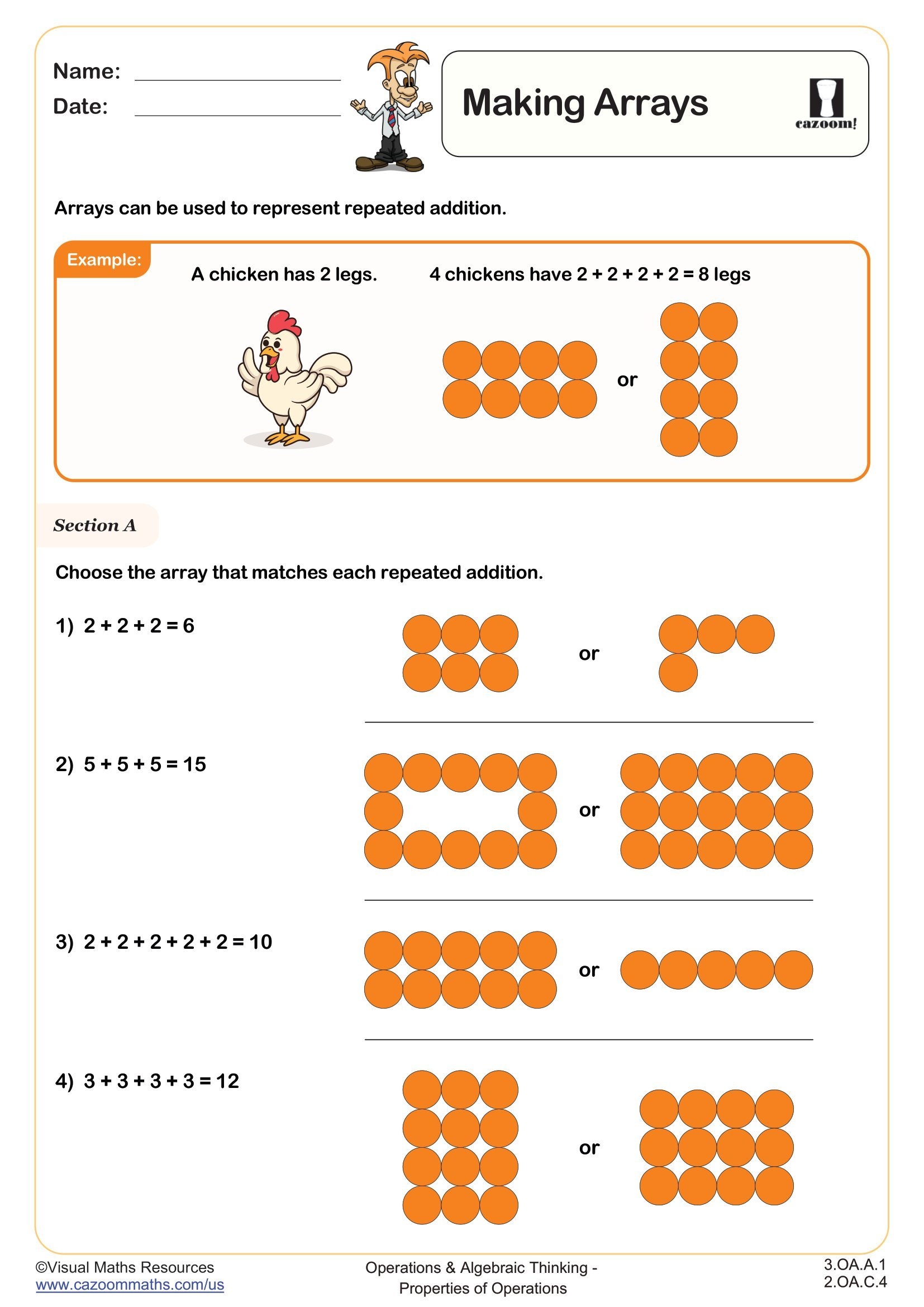 Making Arrays Worksheet Fun And Engaging 2nd Grade And 3rd Grade Operations U0026 Algebraic Thinking Worksheet