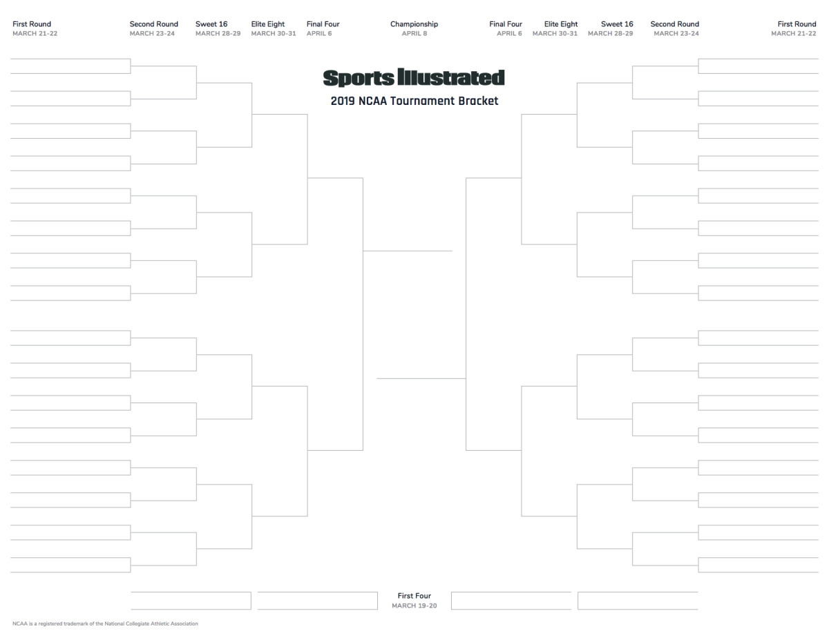 March Madness 2019 Printable Blank Bracket For NCAA Tournament 