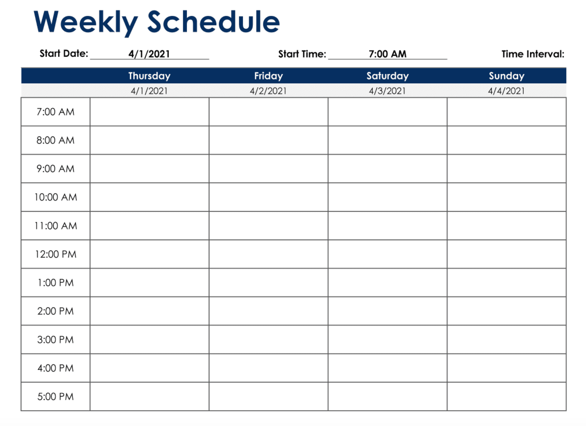 make a weekly schedule template