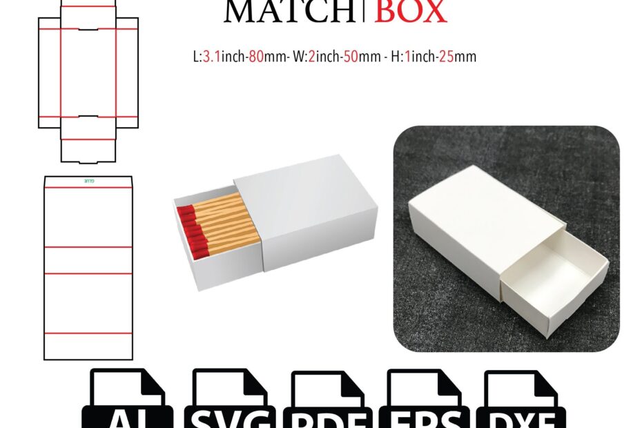 Match Box drawer Box slider Box Template cut File Box SVG Case