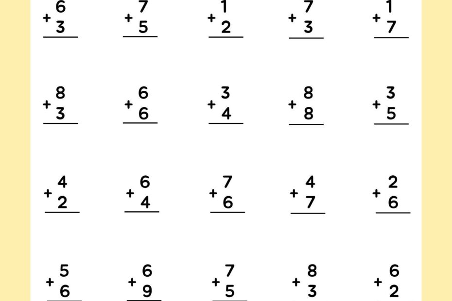 Math Drill Addition Worksheet 3 Etsy