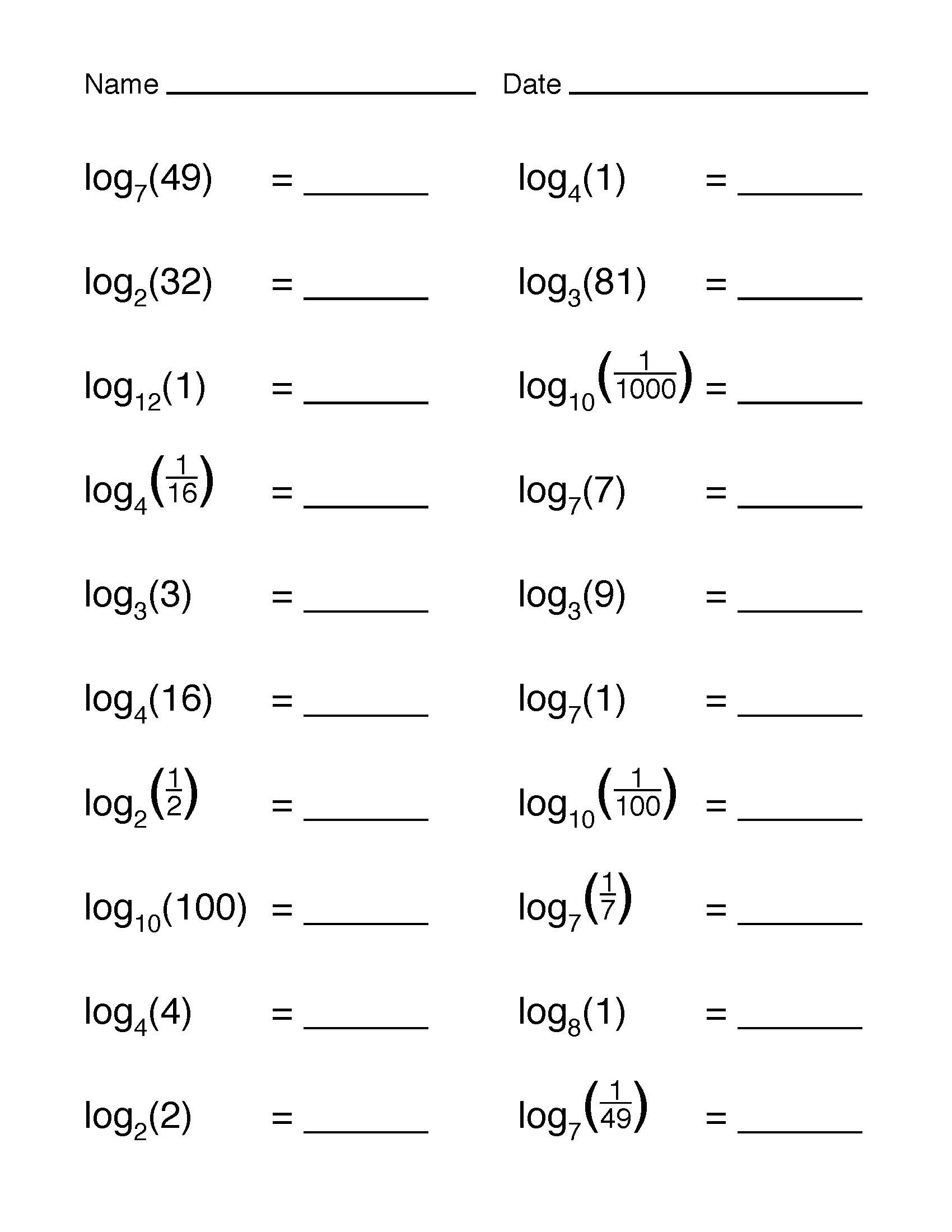 Math Exercises U0026 Math Problems Logarithmic Equations And Inequalities Worksheets Library