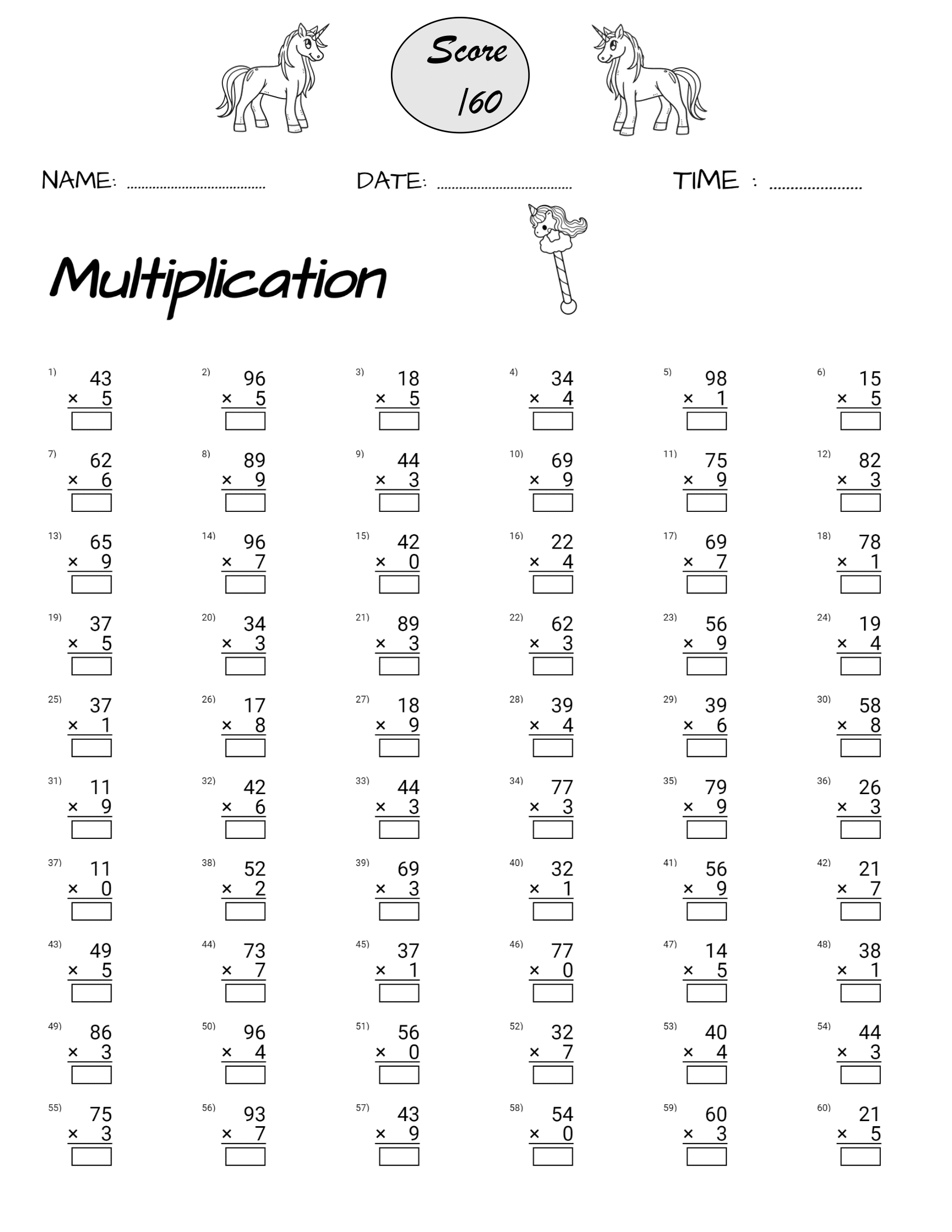 math facts worksheets
