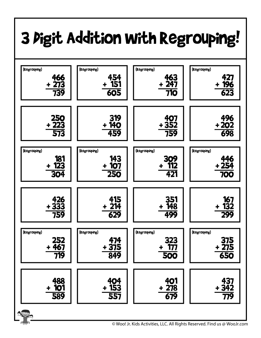 Math Regrouping Worksheets Woo Jr Kids Activities Childrens 