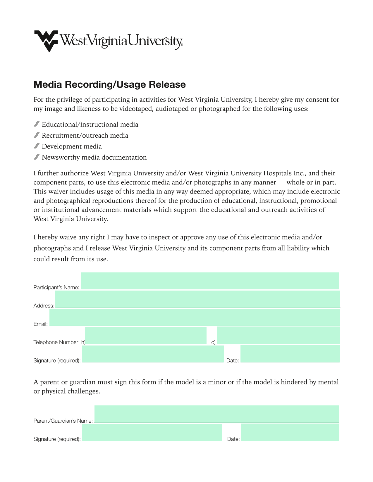 Media RecordingUsage Release