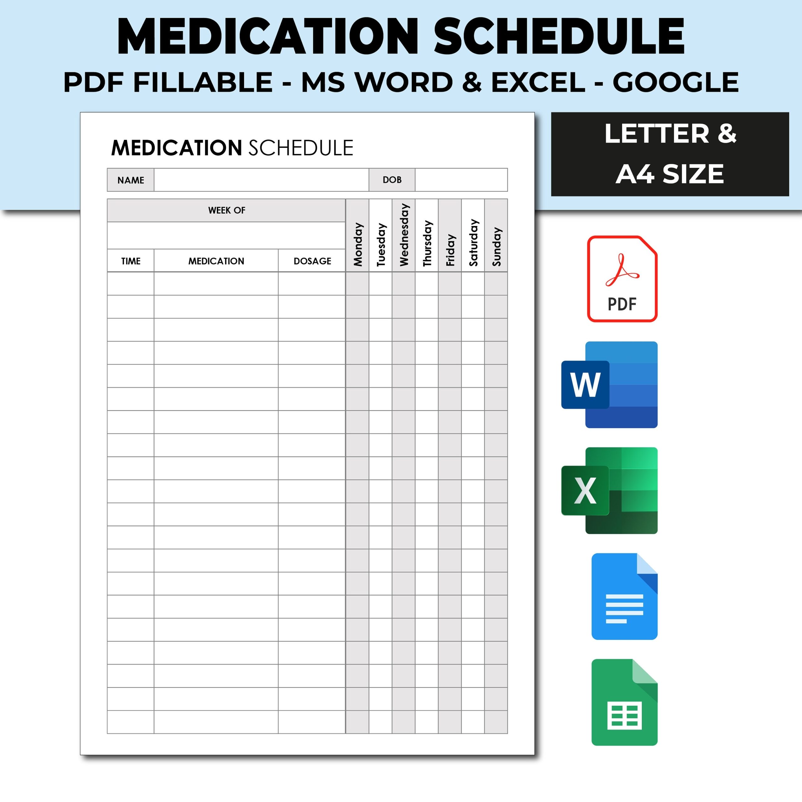 template for medication schedule