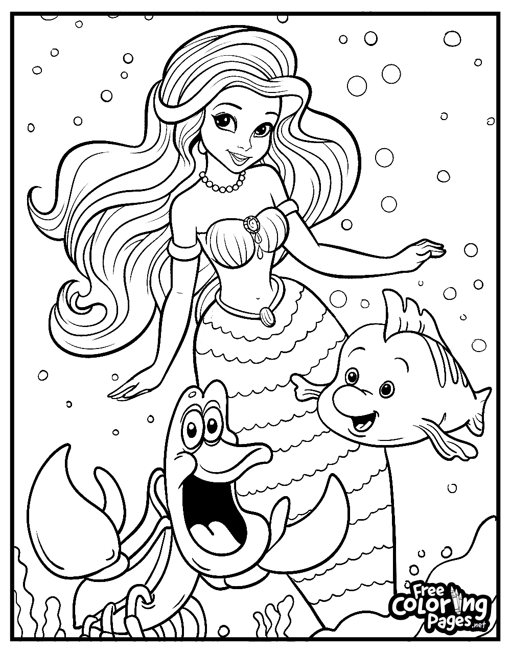 mermaid coloring page printable