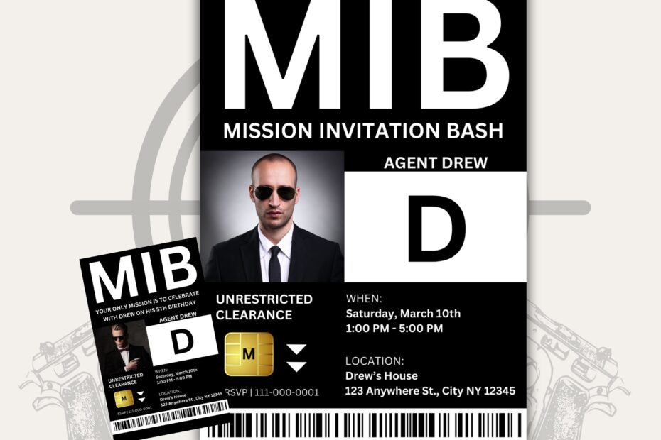 MIB Id Template Printable Id Badge Mib Personalized Men In Black