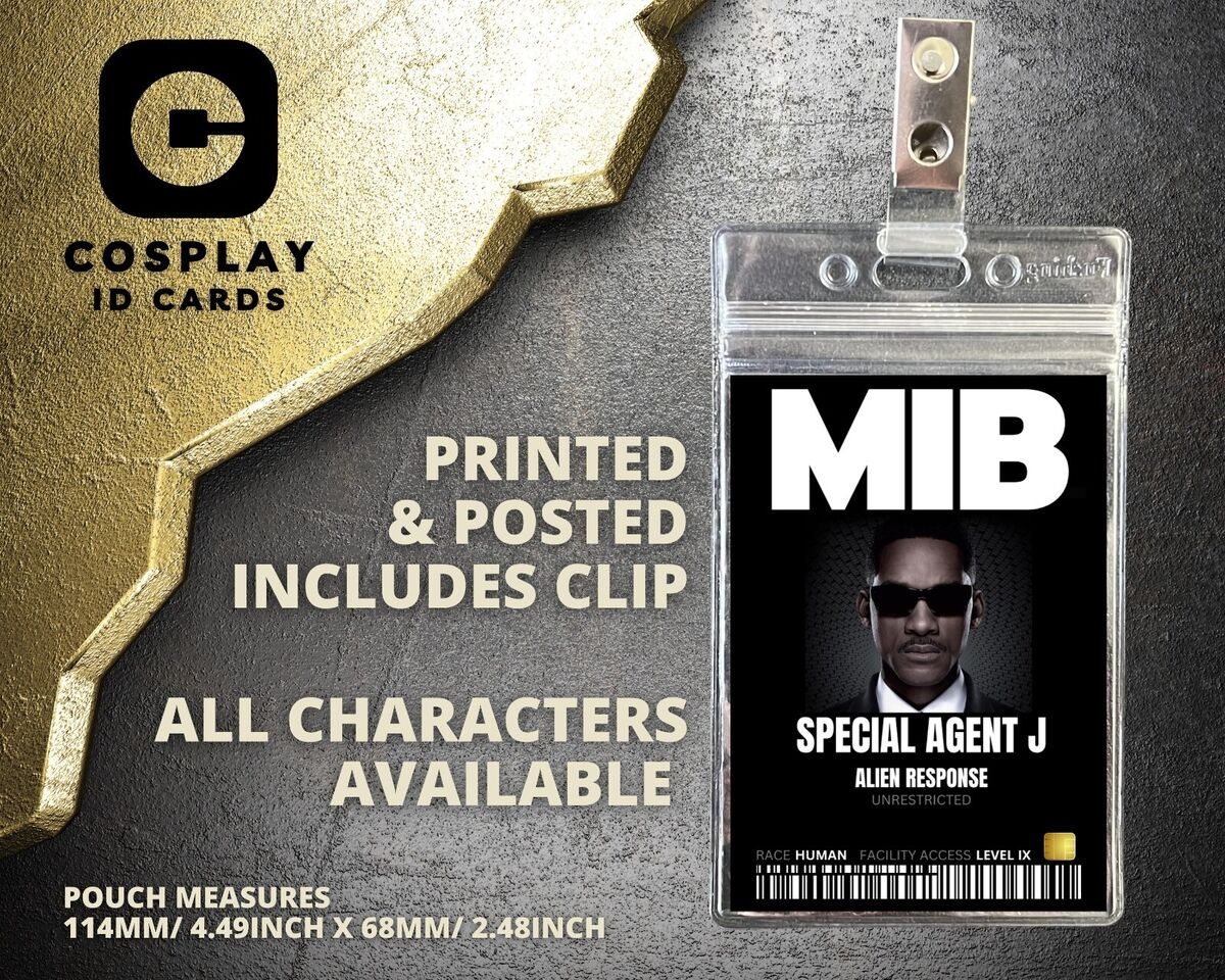MIB Men In Black ID Badge Choose Character Costume Cosplay 