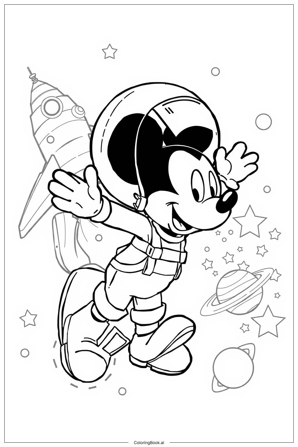 Mickey Mouse Clubhouse Space Journey Coloring Page Free PDFu0026PNG Printable 