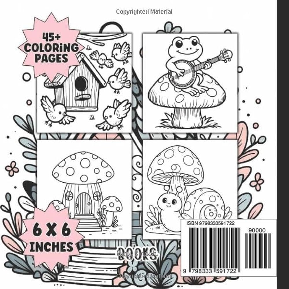 Mini Coloring Book Big And Simple Cottagecore Coloring Pages For Adults Teens And Kids Bold And Easy Illustrations For Girls And Boys Pocket