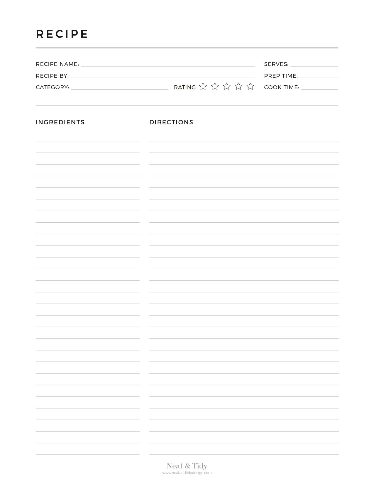 Minimalist Recipe Page