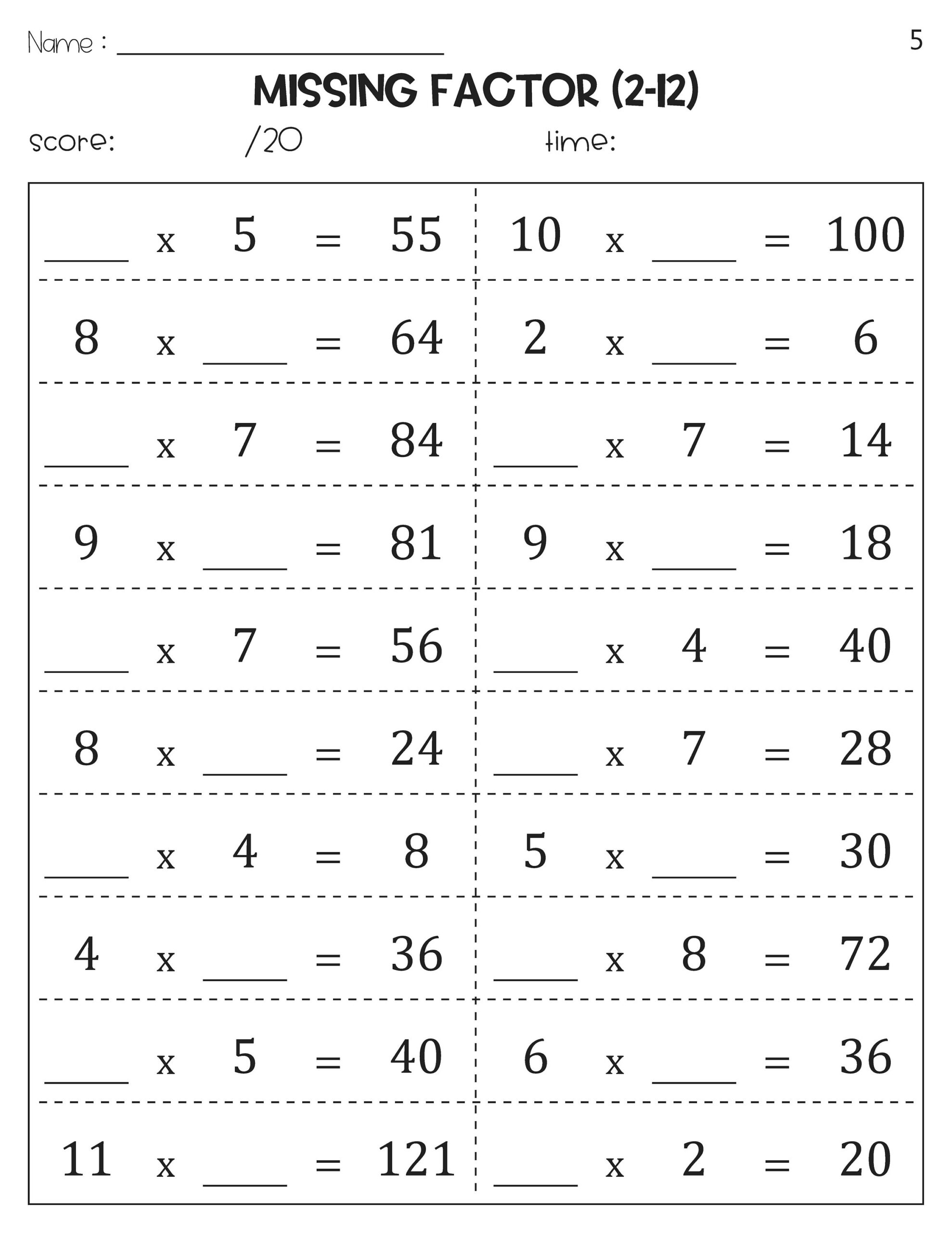 factor worksheets