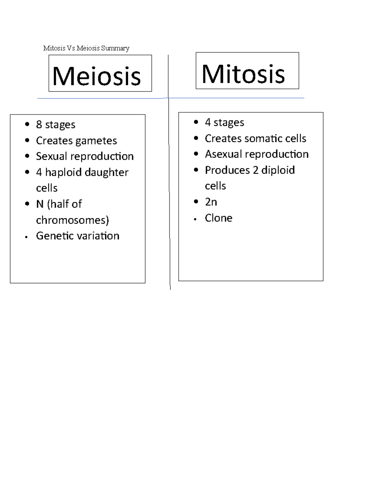 mitosis vs meiosis worksheet