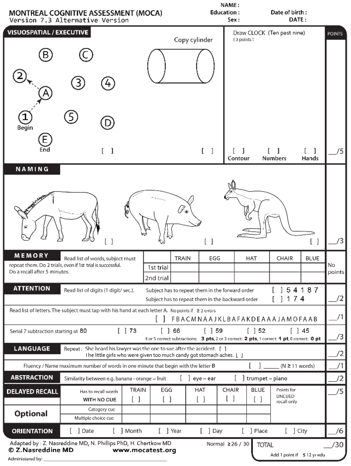 Mo CA Test English MoCA Test Patient Resource OCCP1096 