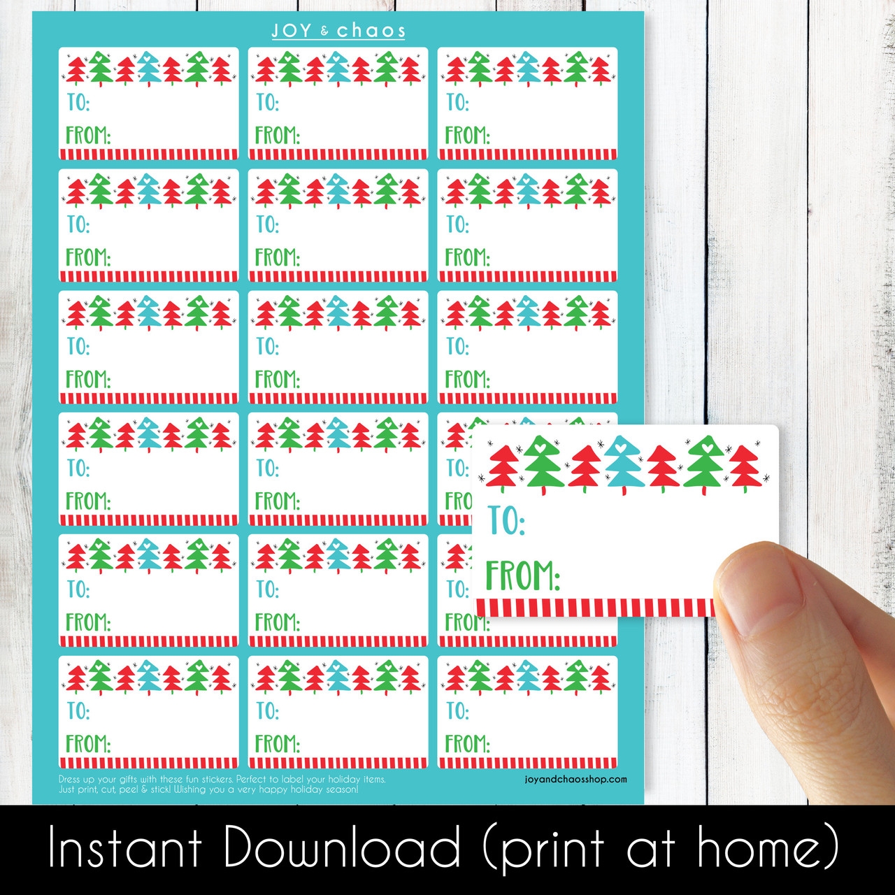 Mod Trees Printable Christmas Gift Labels Instant Download 