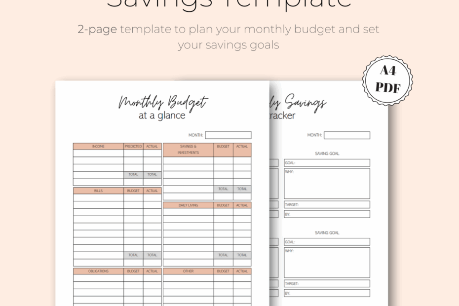 Monthly Budget And Savings Tracker Template In Pink Mariela