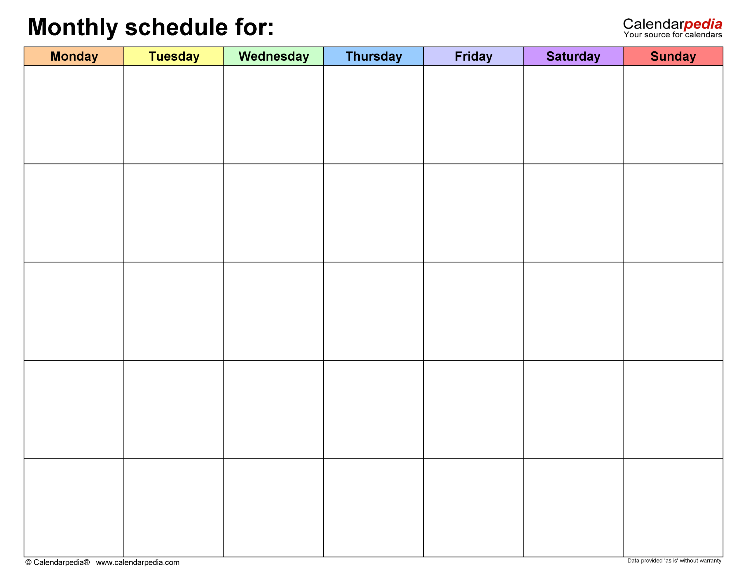 Monthly Schedule Templates For Microsoft Excel