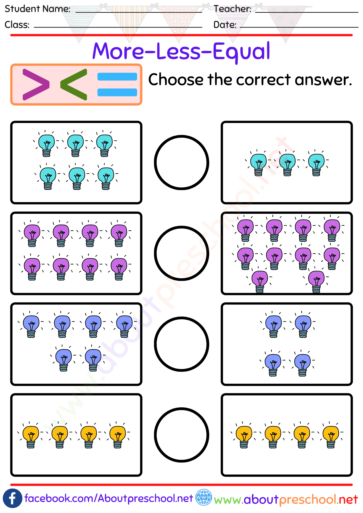 More And Less Worksheets For Kindergarten Archives About Preschool