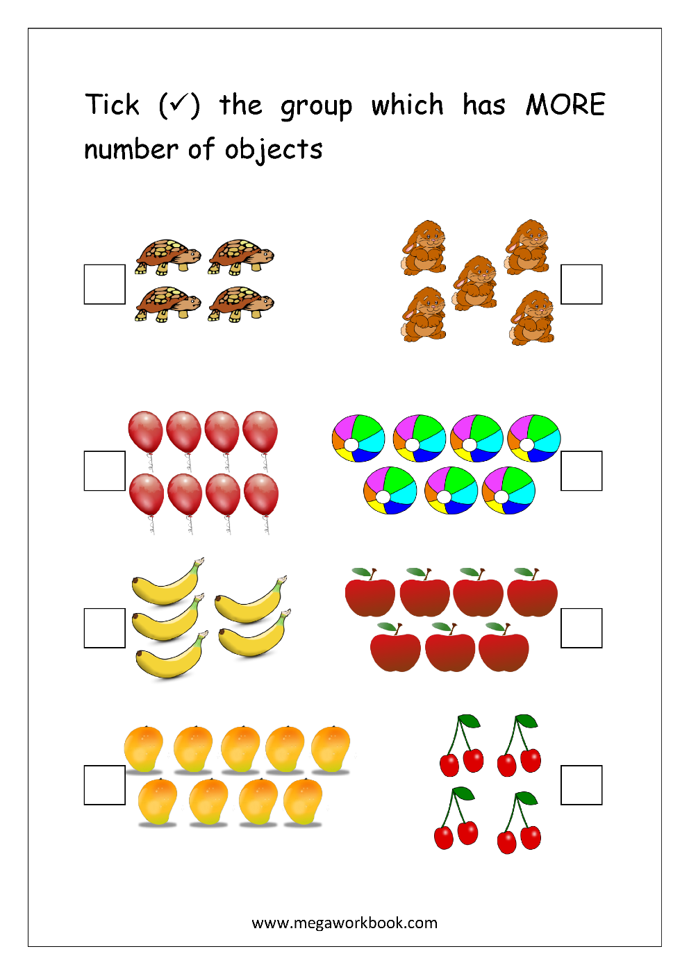 More And Less Worksheets Greater Than Less Than Worksheets For Preschool Kindergarten MegaWorkbook