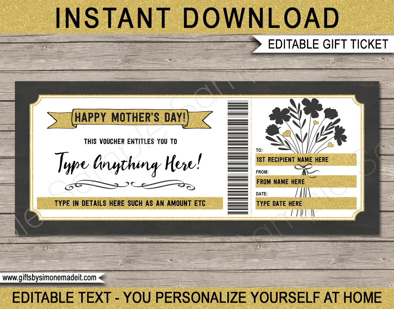 Mother s Day Gift Voucher Template Flowers