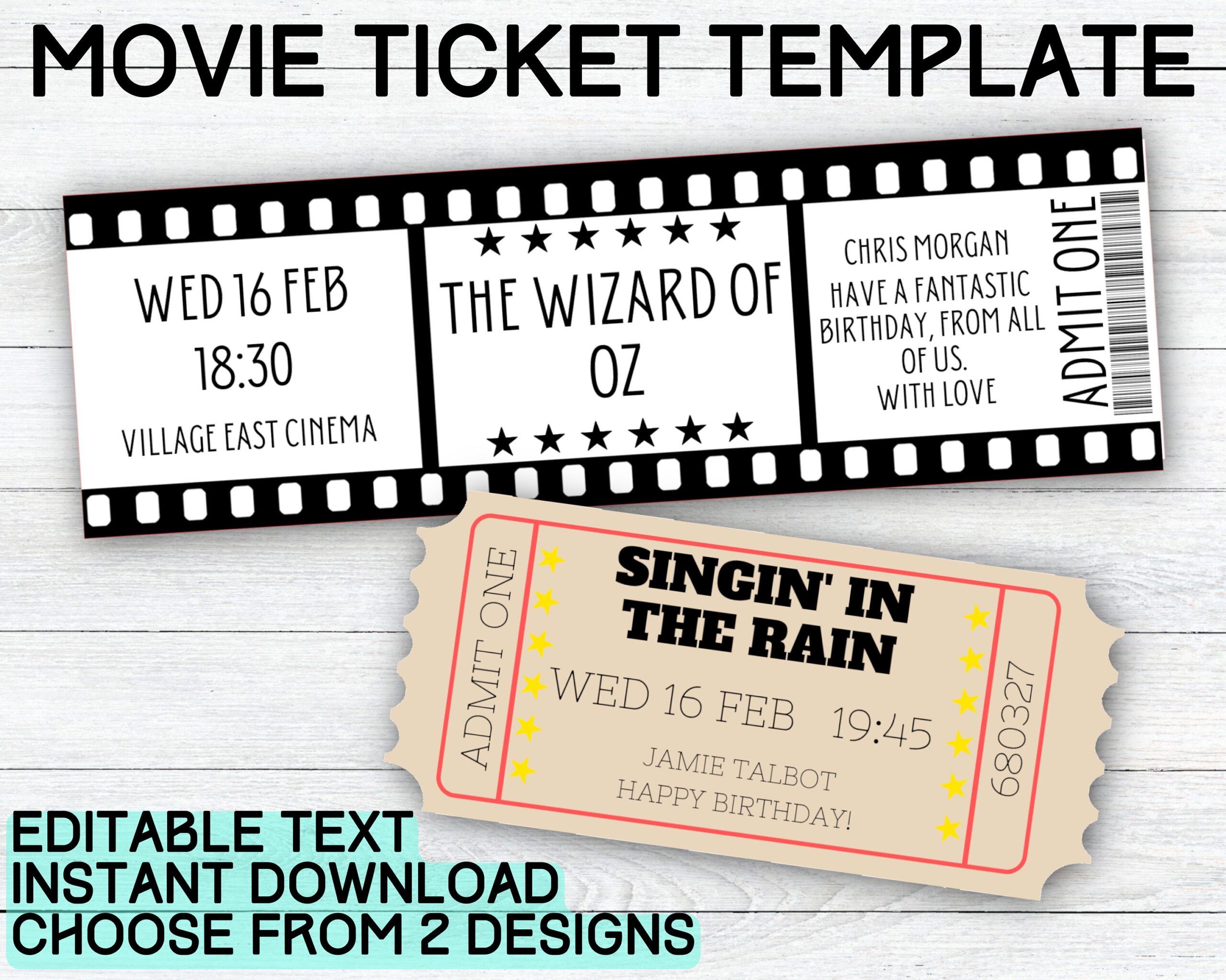 movie ticket printable