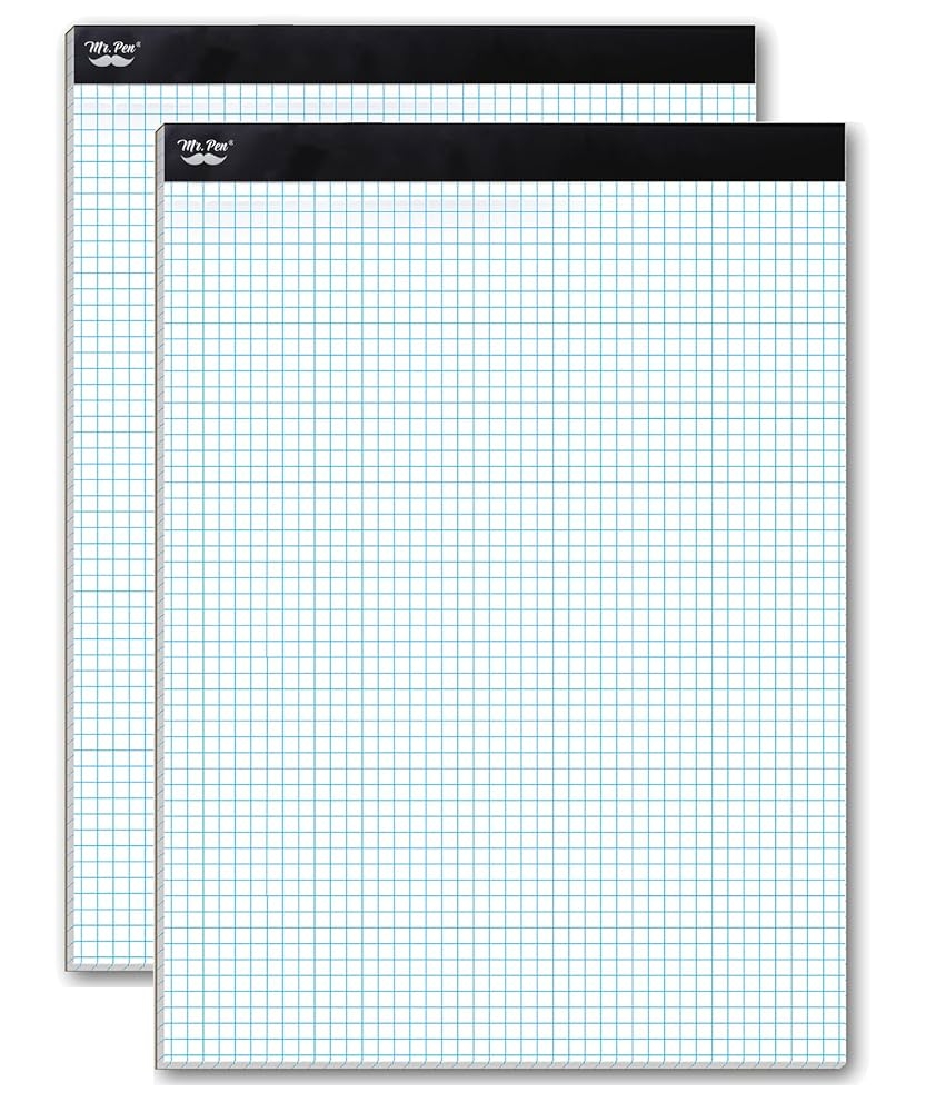 Mr Pen Graph Paper Pads 8 5 X 11 Inches 2 Pack 55 Sheets Pack 4x4 4 Squares Per Inch Blueprint Grid Paper Pads 8 5 X 11 Math Notebook