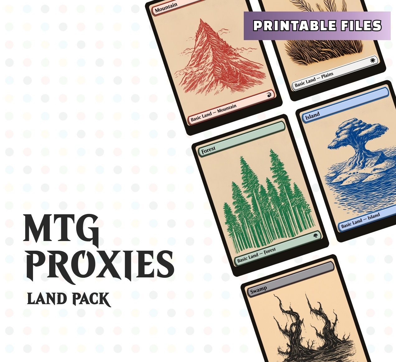 MTG Land Proxies Alternate Art Printable Magic Cards Package 