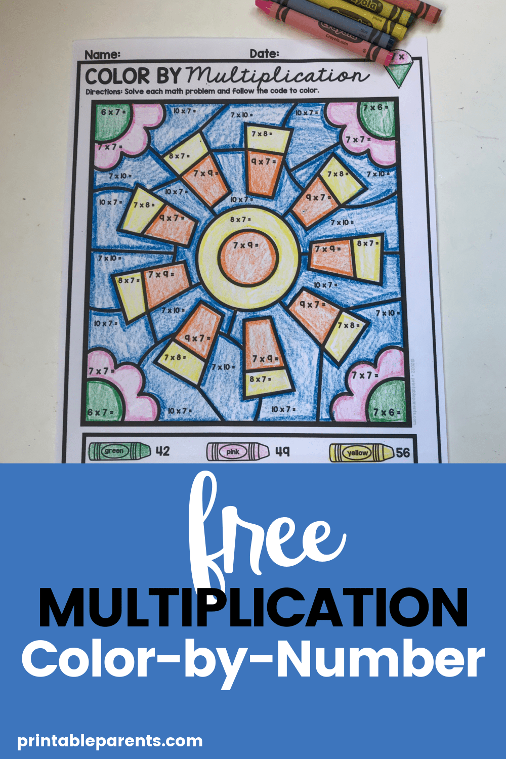 coloring worksheets multiplication