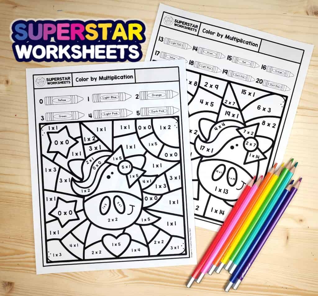 color by multiplication worksheets