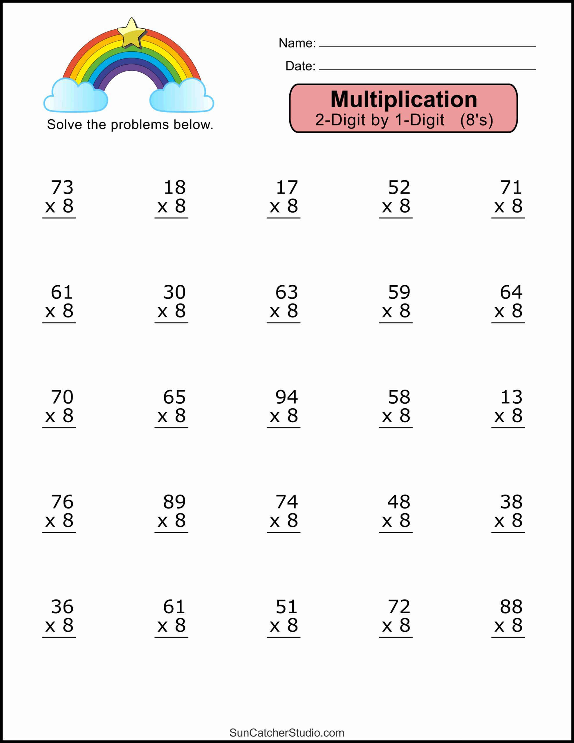 multiplication by 2 digits worksheets