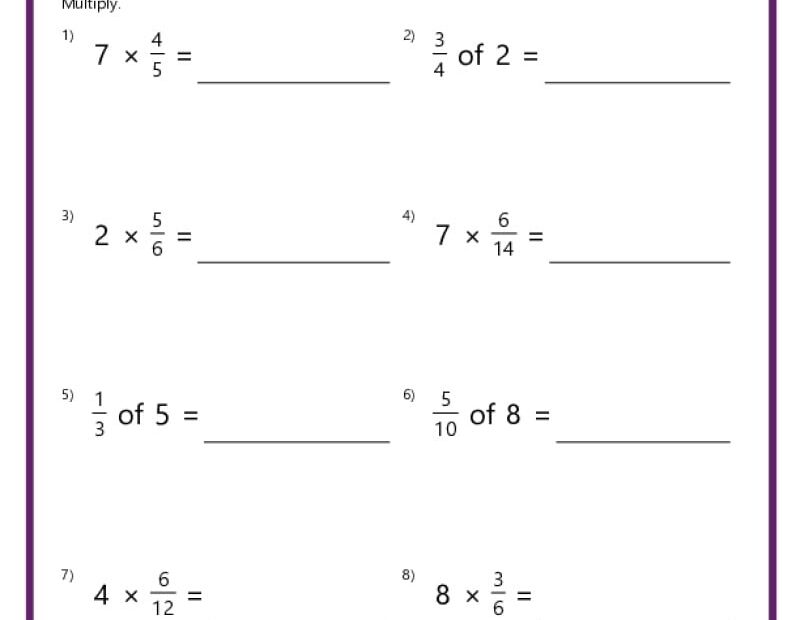 Multiply Fractions With Whole Numbers