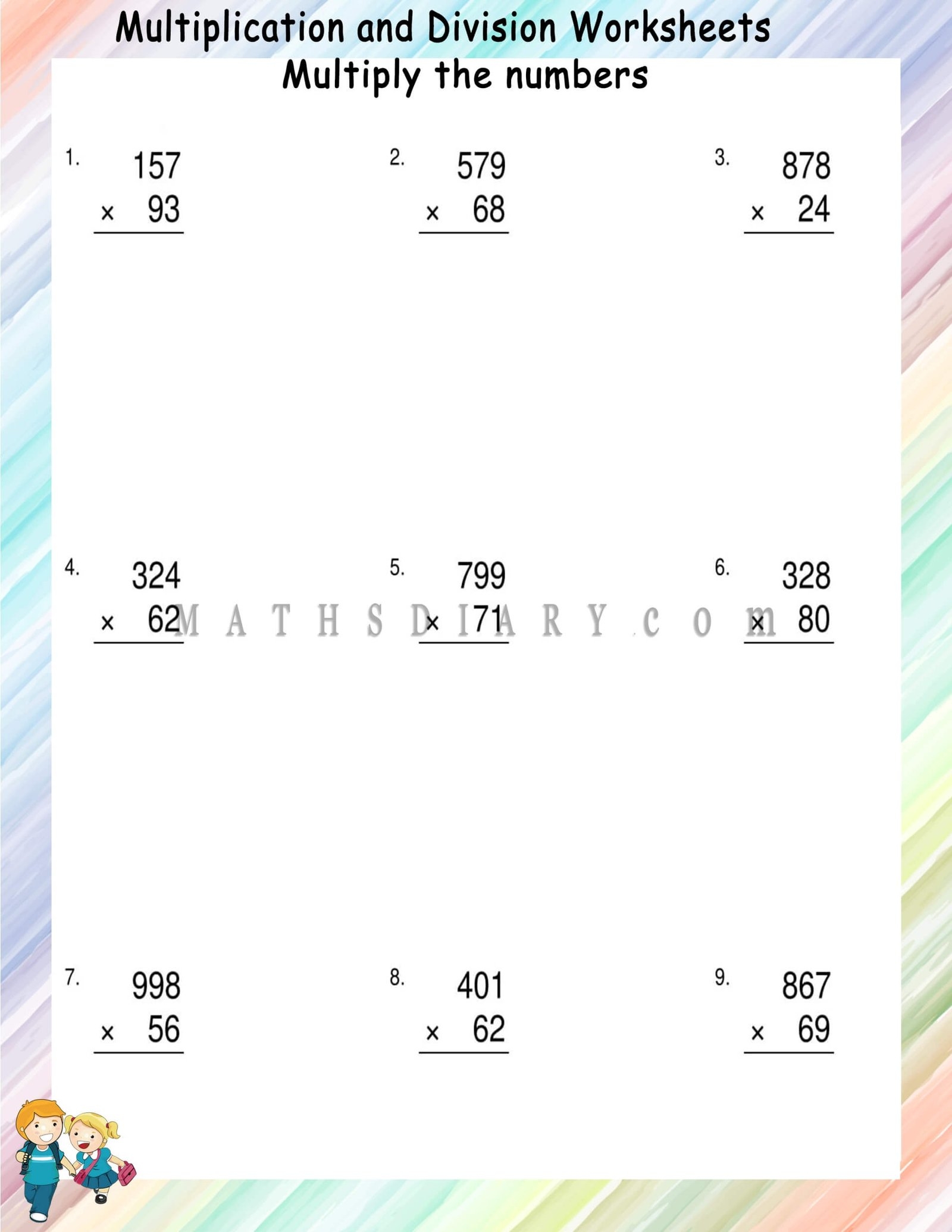 multiply 2 digit by 2 digit worksheet